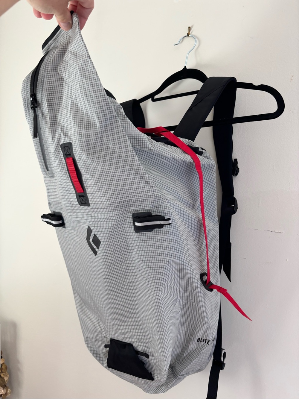 Black Diamond Blitz Pack — Light Gray Backpack with Red Accents